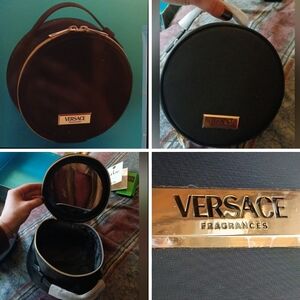 Versace Fragrances Round Makeup Cosmetics Case Traveling Vanity Case With Mirror